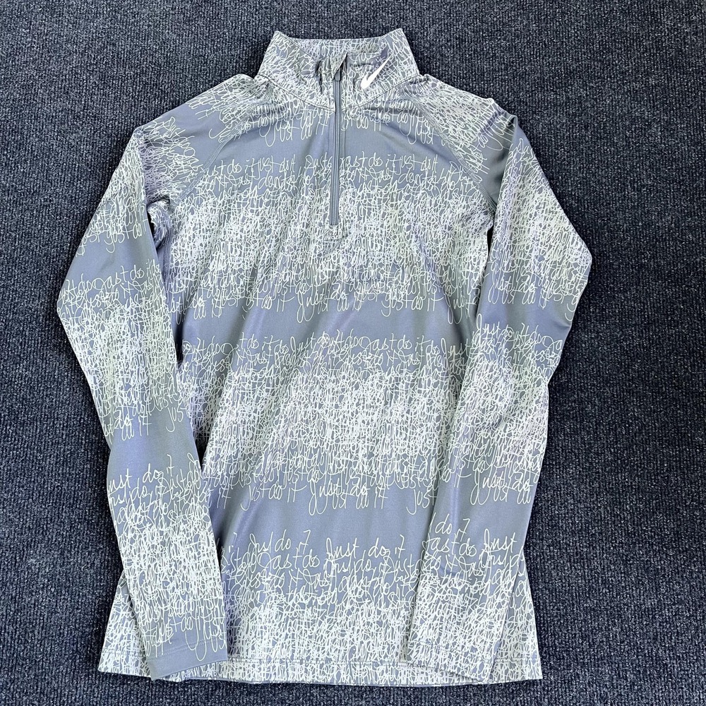 Nike Therma-FIT Pullover Womens Medium Gray 1/4 Zip Long Sleeve Running Top